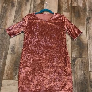 Dusty Rose Pink Crushed Velvet Dress